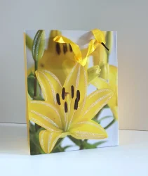 Geschenkpapiertüte „Blumen“, gelb