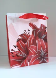 Geschenkpapiertüte „Blumen“, Rot