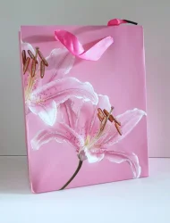 Geschenkpapiertüte „Blumen“, Rosa