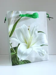 Geschenkpapiertüte „Blumen“, Weiss